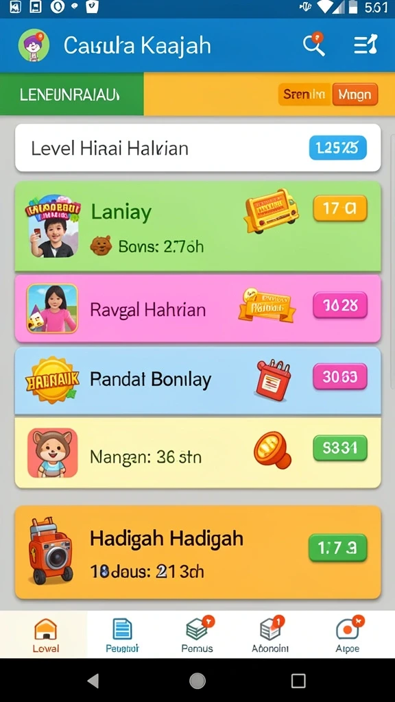 Screenshot menunjukkan tema slot yang berwarna-warni dan menarik.
