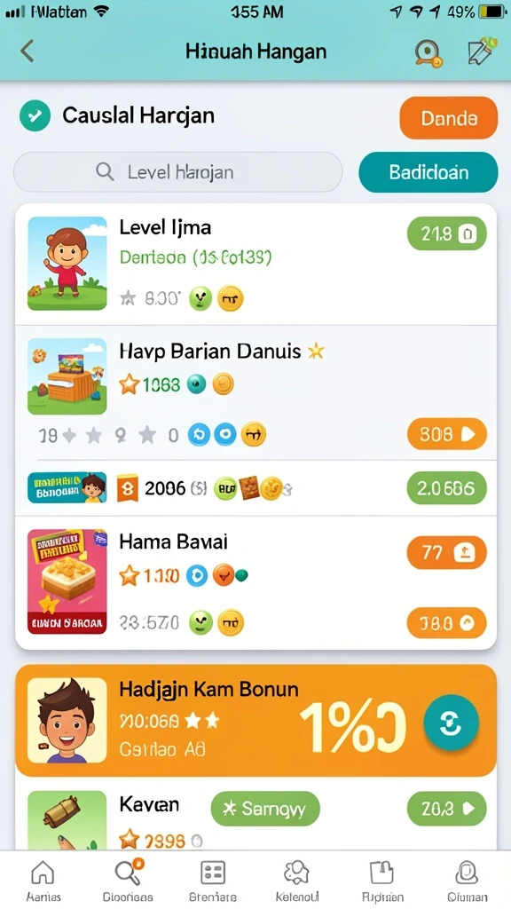 Beragam mode permainan yang dapat dipilih.